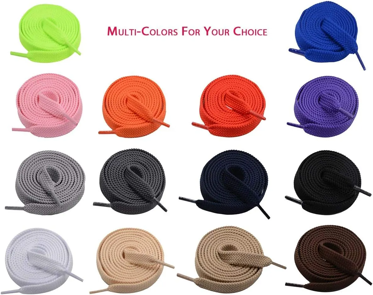 VSUDO Double Layer Shoe Laces for Sneakers,5/16" Flat Shoelaces Compatible with Converse, Vans, and Air Force - 2 Pairs