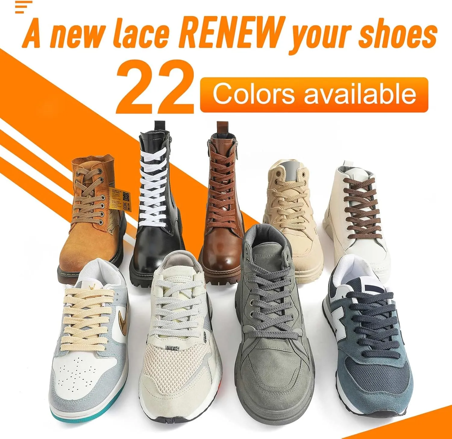 VSUDO Double Layer Shoe Laces for Sneakers,5/16" Flat Shoelaces Compatible with Converse, Vans, and Air Force - 2 Pairs