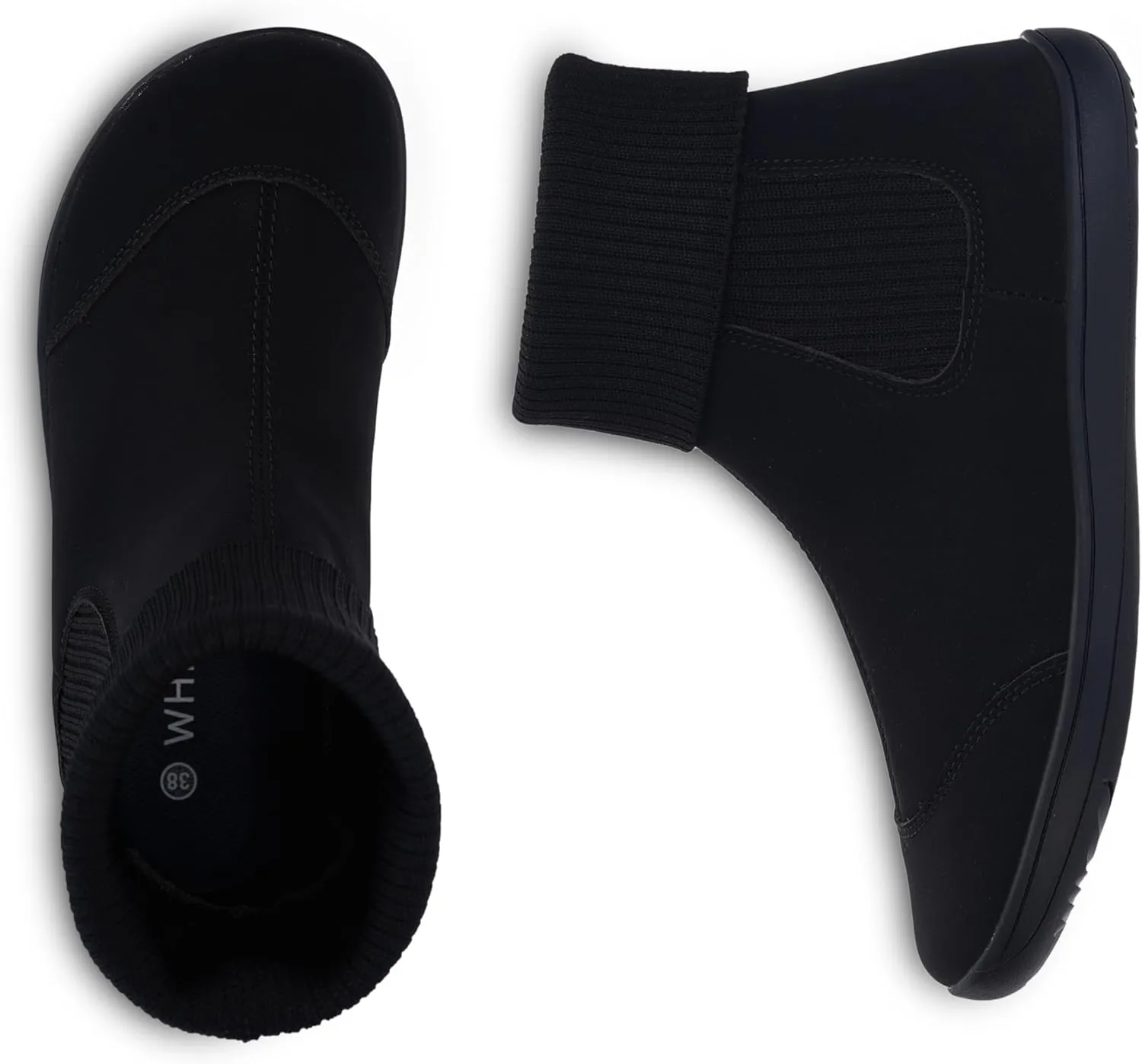 WHITIN Women's Wide Barefoot Ankle Boots | Minimalist Chelsea Styles | Zero Drop | Stacked Sock-like Cuffs