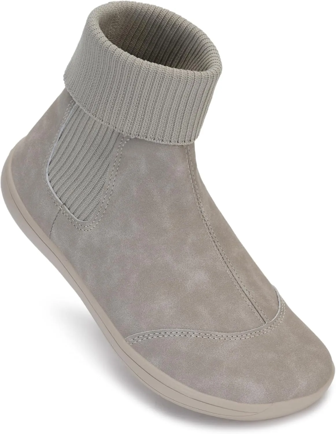 WHITIN Women's Wide Barefoot Ankle Boots | Minimalist Chelsea Styles | Zero Drop | Stacked Sock-like Cuffs