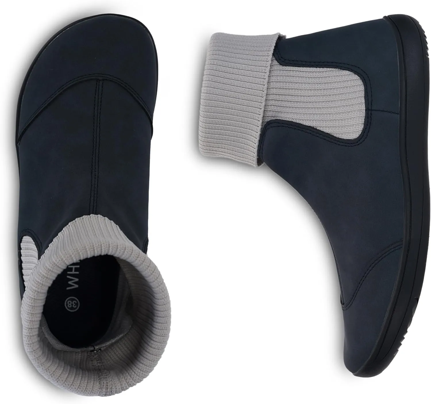WHITIN Women's Wide Barefoot Ankle Boots | Minimalist Chelsea Styles | Zero Drop | Stacked Sock-like Cuffs