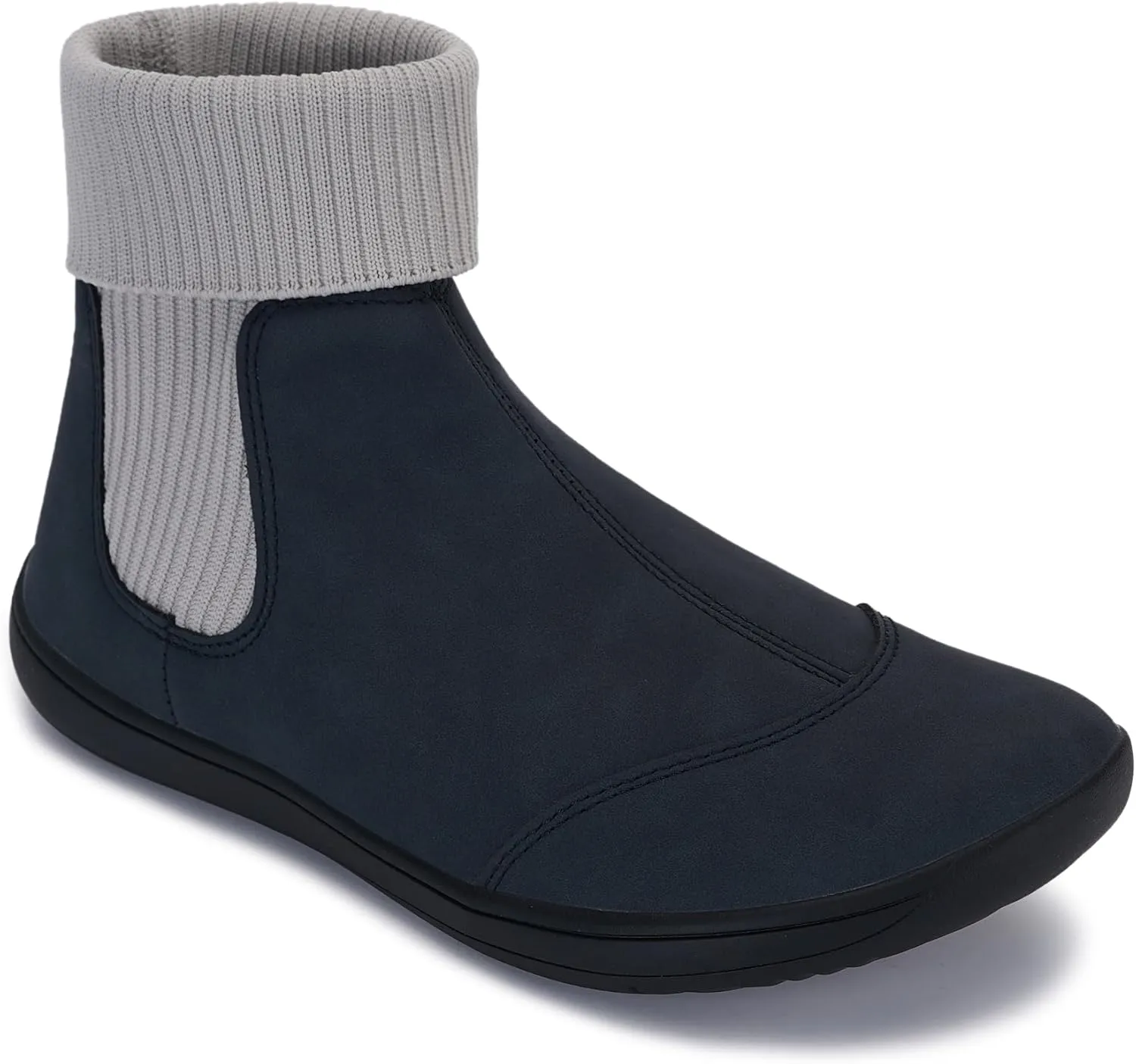 WHITIN Women's Wide Barefoot Ankle Boots | Minimalist Chelsea Styles | Zero Drop | Stacked Sock-like Cuffs