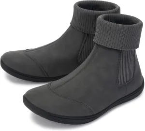 WHITIN Women's Wide Barefoot Ankle Boots | Minimalist Chelsea Styles | Zero Drop | Stacked Sock-like Cuffs