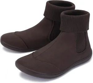 WHITIN Women's Wide Barefoot Ankle Boots | Minimalist Chelsea Styles | Zero Drop | Stacked Sock-like Cuffs