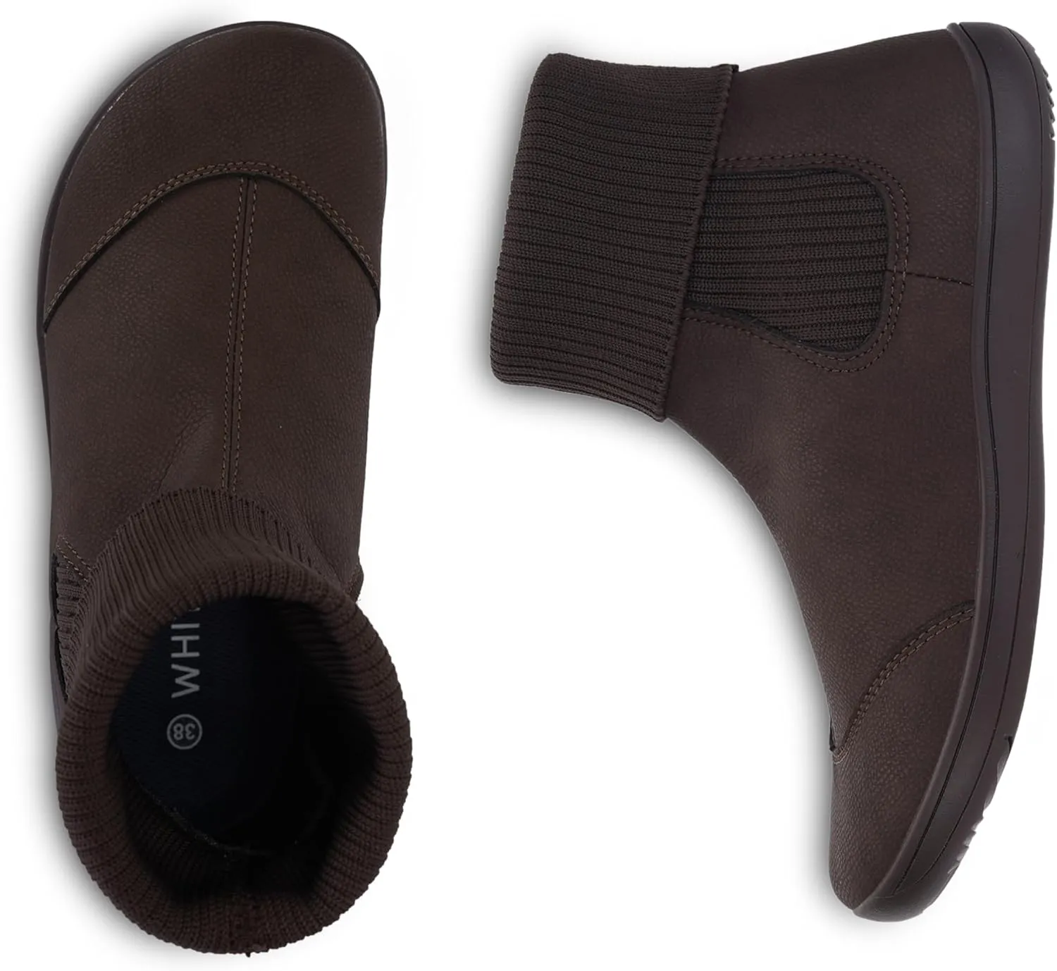 WHITIN Women's Wide Barefoot Ankle Boots | Minimalist Chelsea Styles | Zero Drop | Stacked Sock-like Cuffs