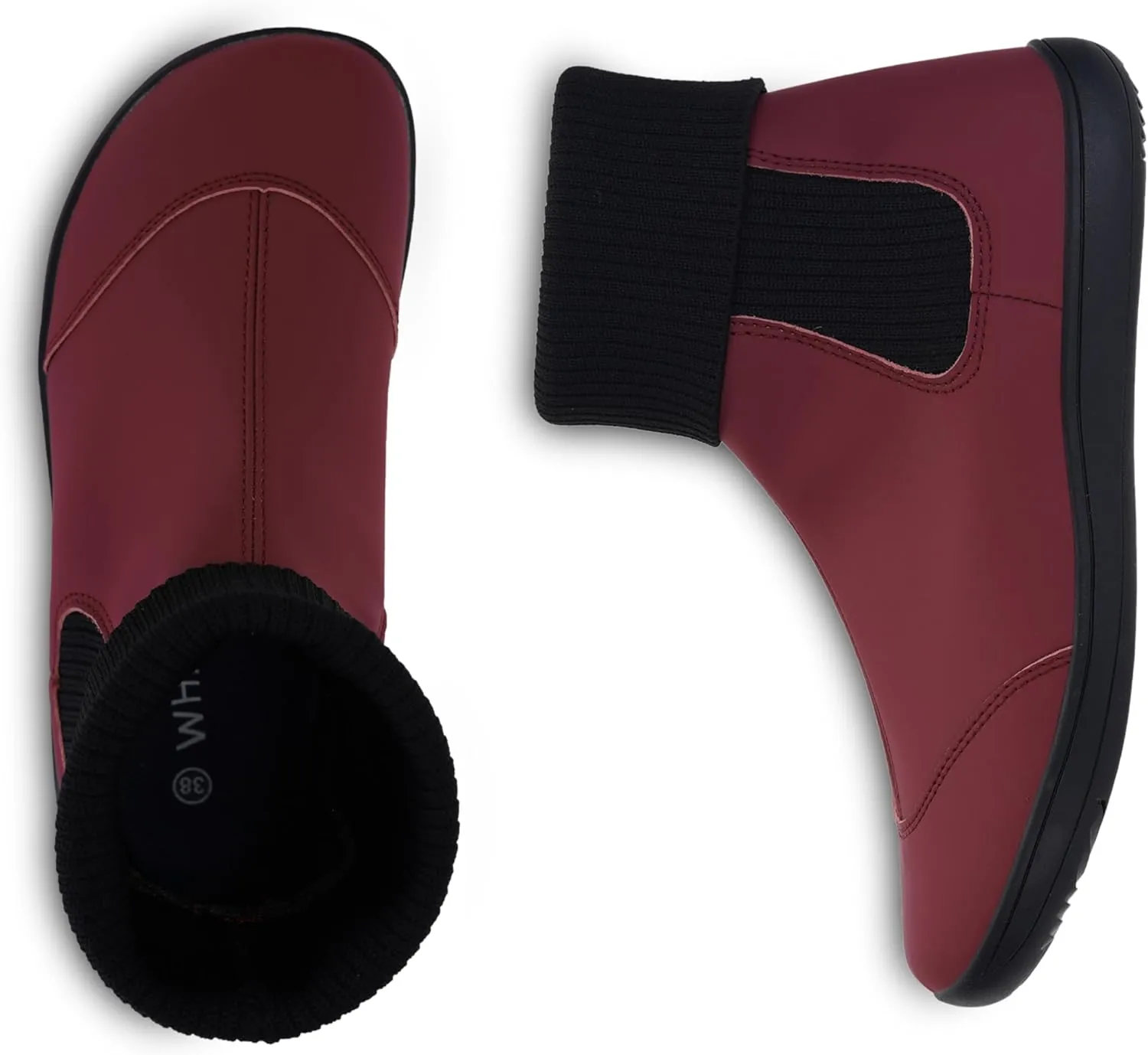 WHITIN Women's Wide Barefoot Ankle Boots | Minimalist Chelsea Styles | Zero Drop | Stacked Sock-like Cuffs