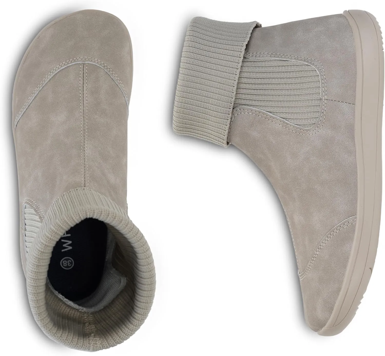 WHITIN Women's Wide Barefoot Ankle Boots | Minimalist Chelsea Styles | Zero Drop | Stacked Sock-like Cuffs