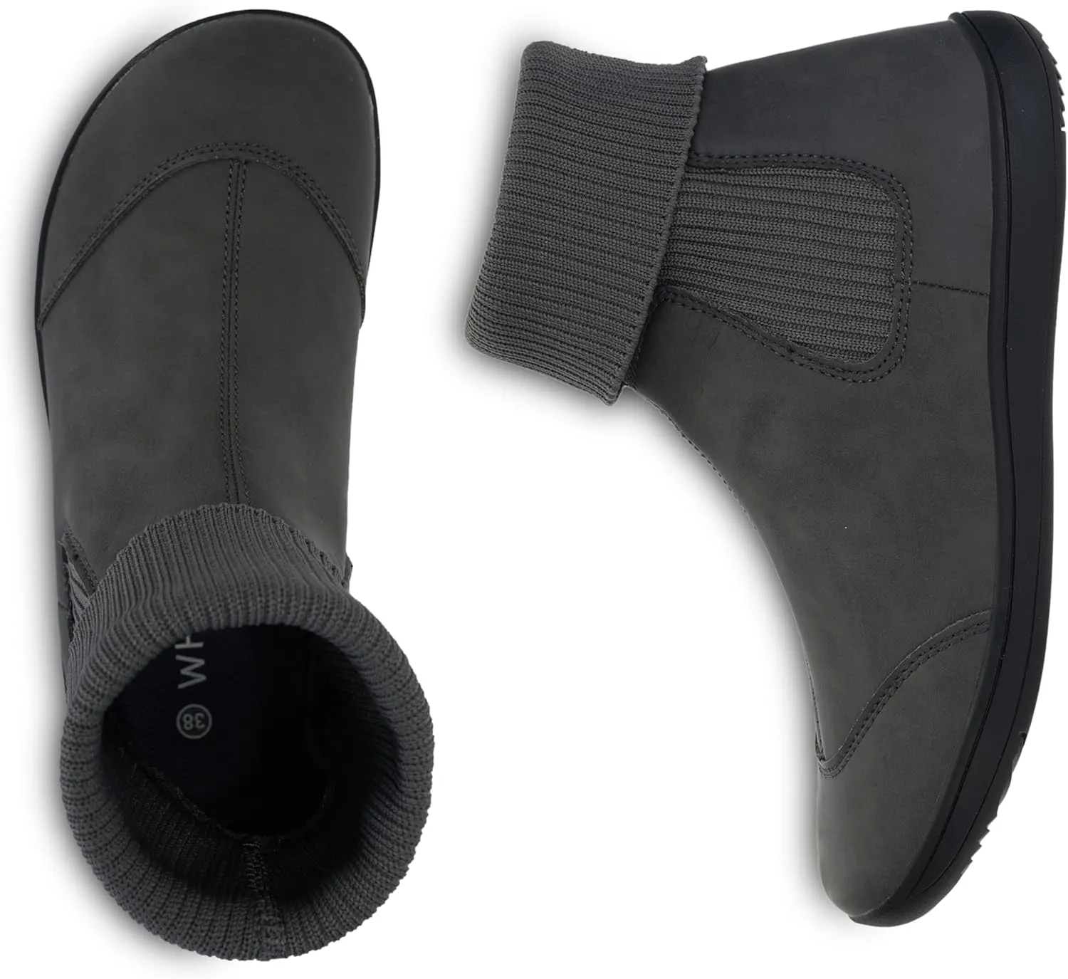 WHITIN Women's Wide Barefoot Ankle Boots | Minimalist Chelsea Styles | Zero Drop | Stacked Sock-like Cuffs