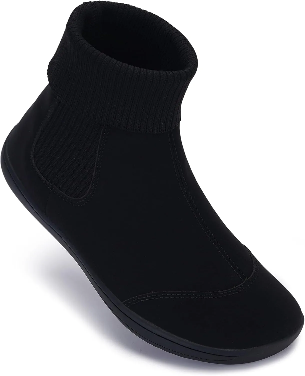 WHITIN Women's Wide Barefoot Ankle Boots | Minimalist Chelsea Styles | Zero Drop | Stacked Sock-like Cuffs