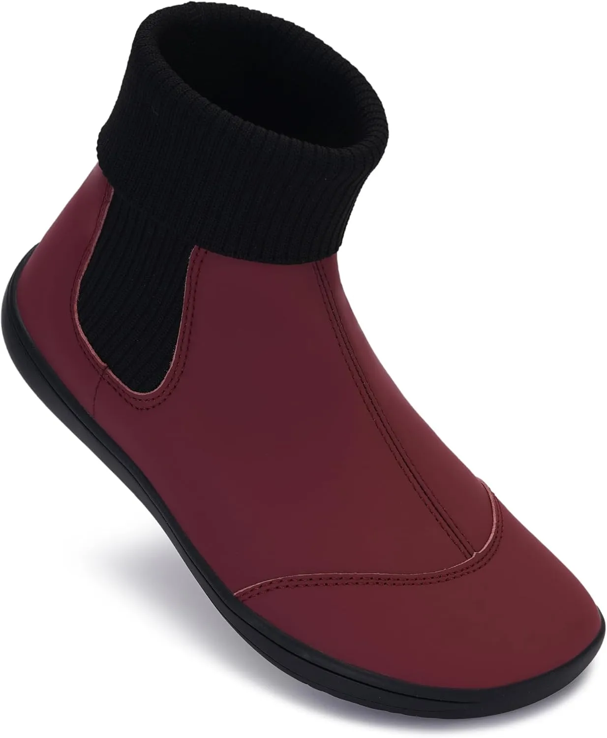 WHITIN Women's Wide Barefoot Ankle Boots | Minimalist Chelsea Styles | Zero Drop | Stacked Sock-like Cuffs