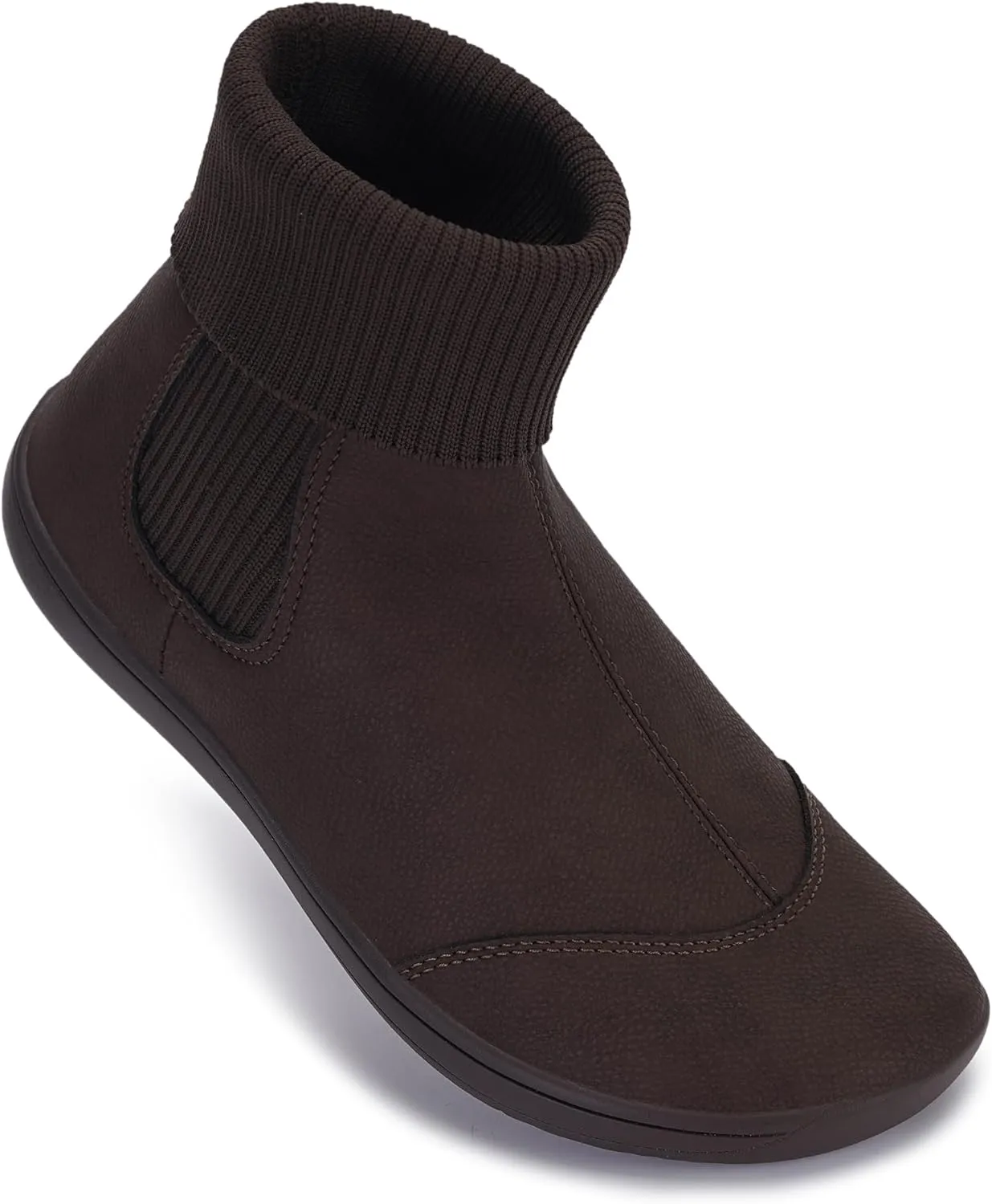 WHITIN Women's Wide Barefoot Ankle Boots | Minimalist Chelsea Styles | Zero Drop | Stacked Sock-like Cuffs