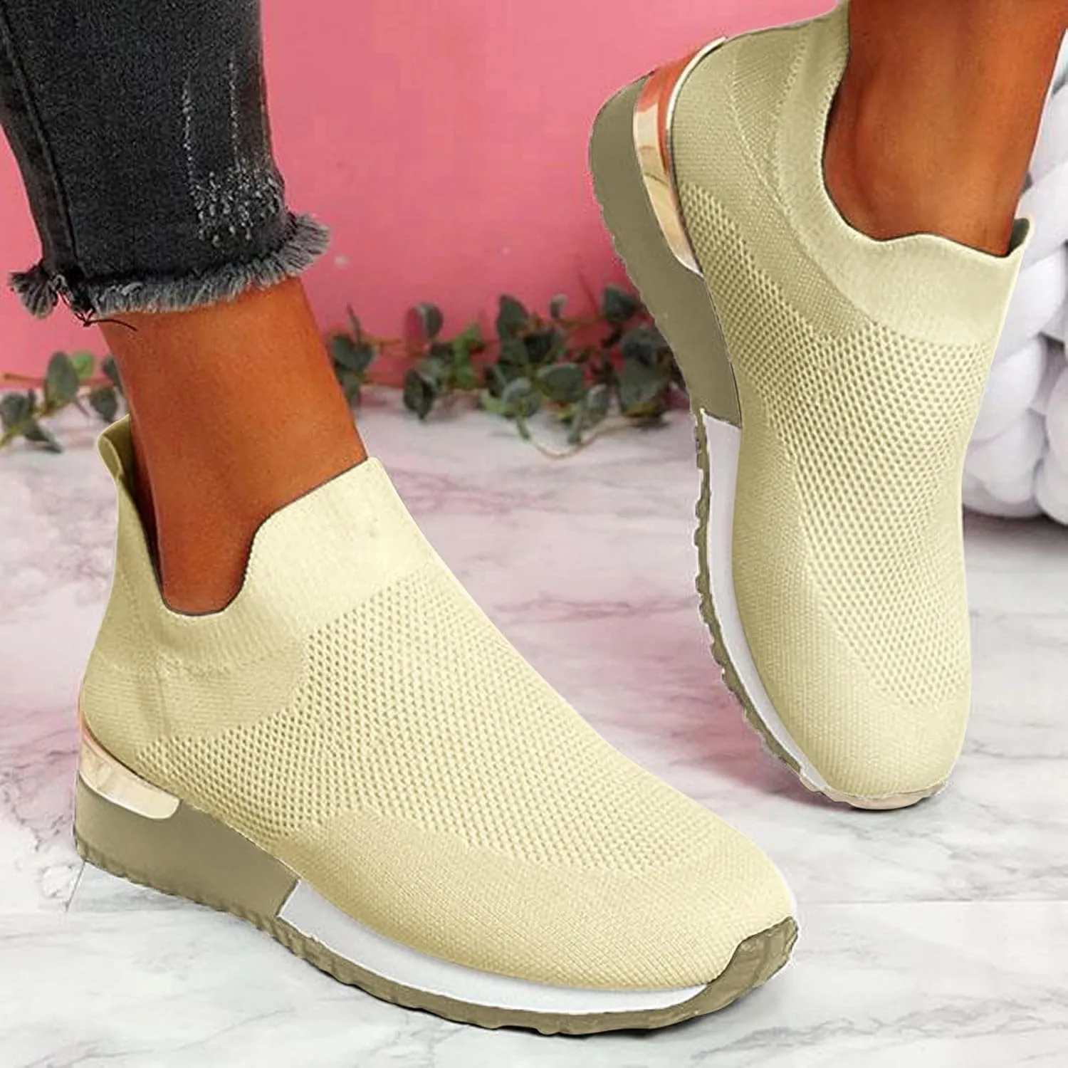 Wide Toe Box Casual Sneakers Women Walking Shoes Women Arch Support Slip On Gym Shoes for Women Wide Width Slip On Shoes Women Wide Toe Box Zapatos Negros De Tacon Bajo para Mujer