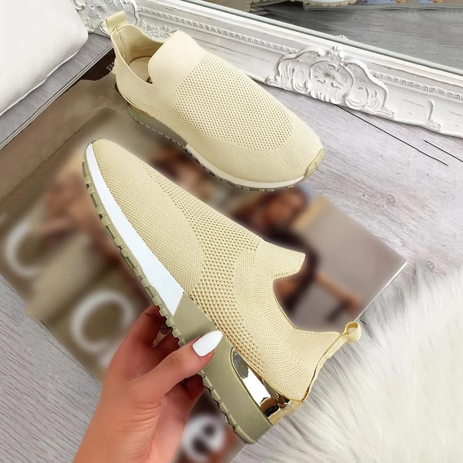 Wide Toe Box Casual Sneakers Women Walking Shoes Women Arch Support Slip On Gym Shoes for Women Wide Width Slip On Shoes Women Wide Toe Box Zapatos Negros De Tacon Bajo para Mujer