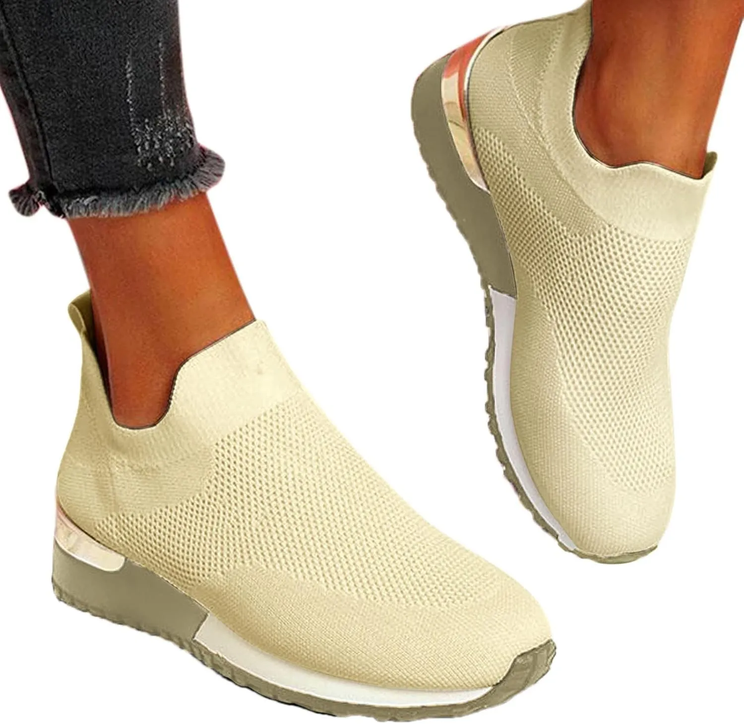 Wide Toe Box Casual Sneakers Women Walking Shoes Women Arch Support Slip On Gym Shoes for Women Wide Width Slip On Shoes Women Wide Toe Box Zapatos Negros De Tacon Bajo para Mujer