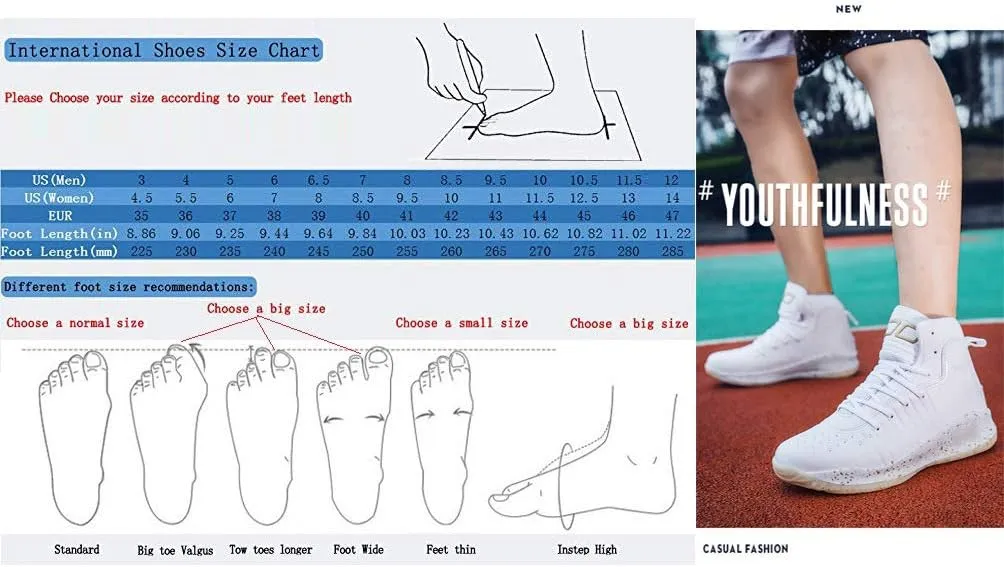WILTENA Unisex Lifestyle Womens Anti Slip Basketball Shoes Mens Fashion Sports Casual Youth Running Sneakers