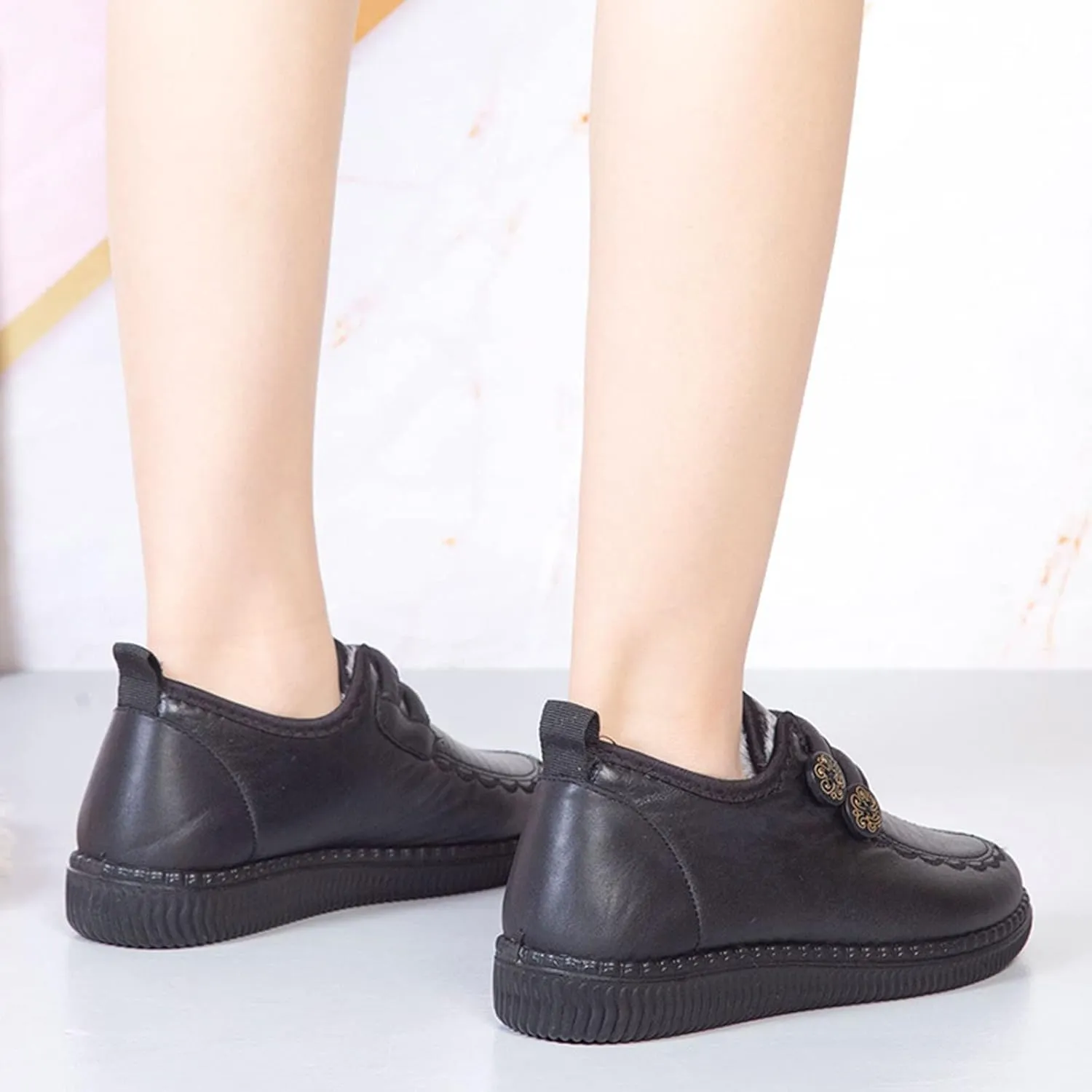 Winter Snow Boots for Women - Women's Ankle Boots Arch Support Wide Width Winter Boot WaterProof Outdoor Shoes Retro Faux Leather Fur Lined Short Boots Slip On Loafers for Women Ladies
