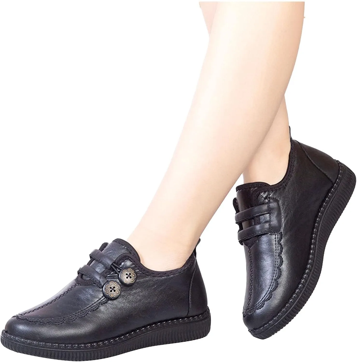 Winter Snow Boots for Women - Women's Ankle Boots Arch Support Wide Width Winter Boot WaterProof Outdoor Shoes Retro Faux Leather Fur Lined Short Boots Slip On Loafers for Women Ladies