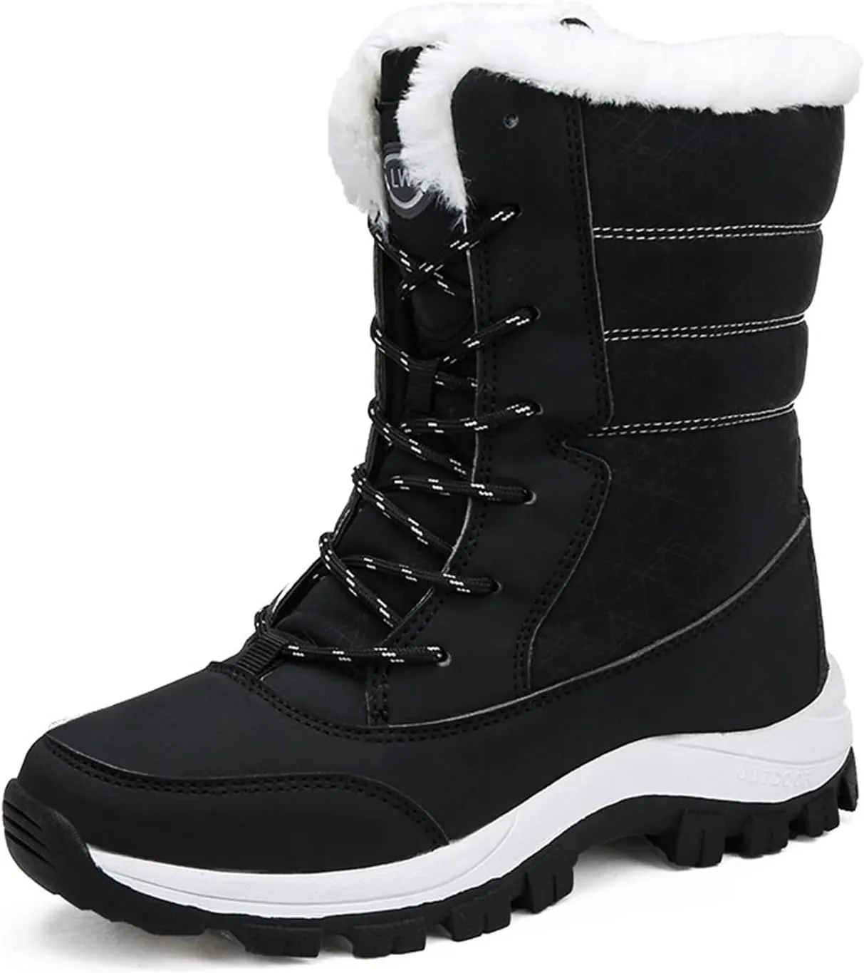 Winter Walking Shoes for Women,Casual High Top Keep Warm Hiking Platform Winter Boots,Breathable Lightweight Womens Snow Boots Waterproof,Rubber Sole
