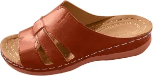 Women Summer Solid Slip On Casual Open Toe Wedges Comfortable Beach Shoes Sandals Slippers Strapped Sandals for Women