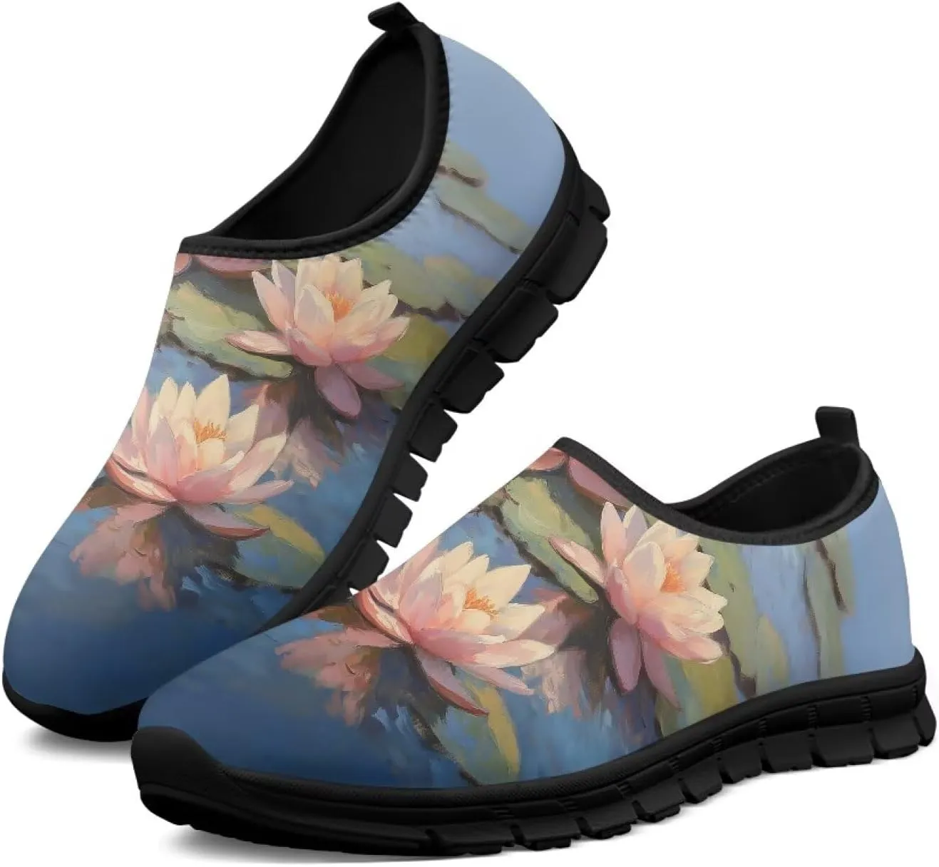Women’s Canvas Shoes Low Top Fashion Sneakers Slip on Walking Shoe（Black Sole）