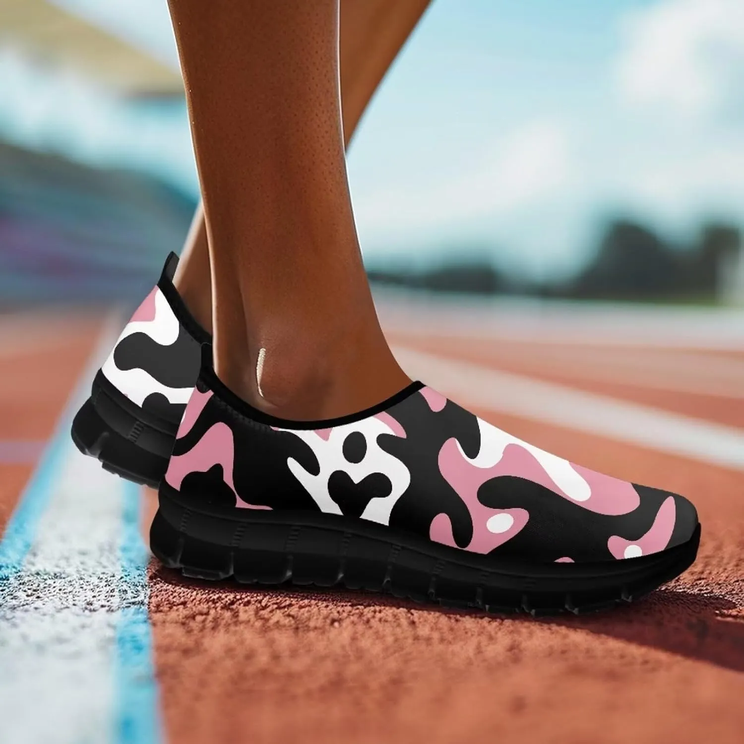Women’s Canvas Shoes Low Top Fashion Sneakers Slip on Walking Shoe（Black Sole）