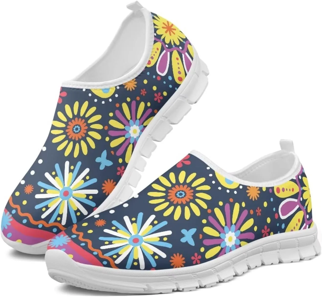 Women’s Canvas Shoes Low Top Fashion Sneakers Slip on Walking Shoe（White Sole）