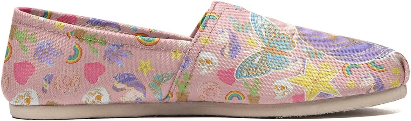 Women's Canvas Shoes Slip-on Ballet Flats Lightweight Loafers Pink Classic Casual Sneakers Comfort Walking Shoes for Lady
