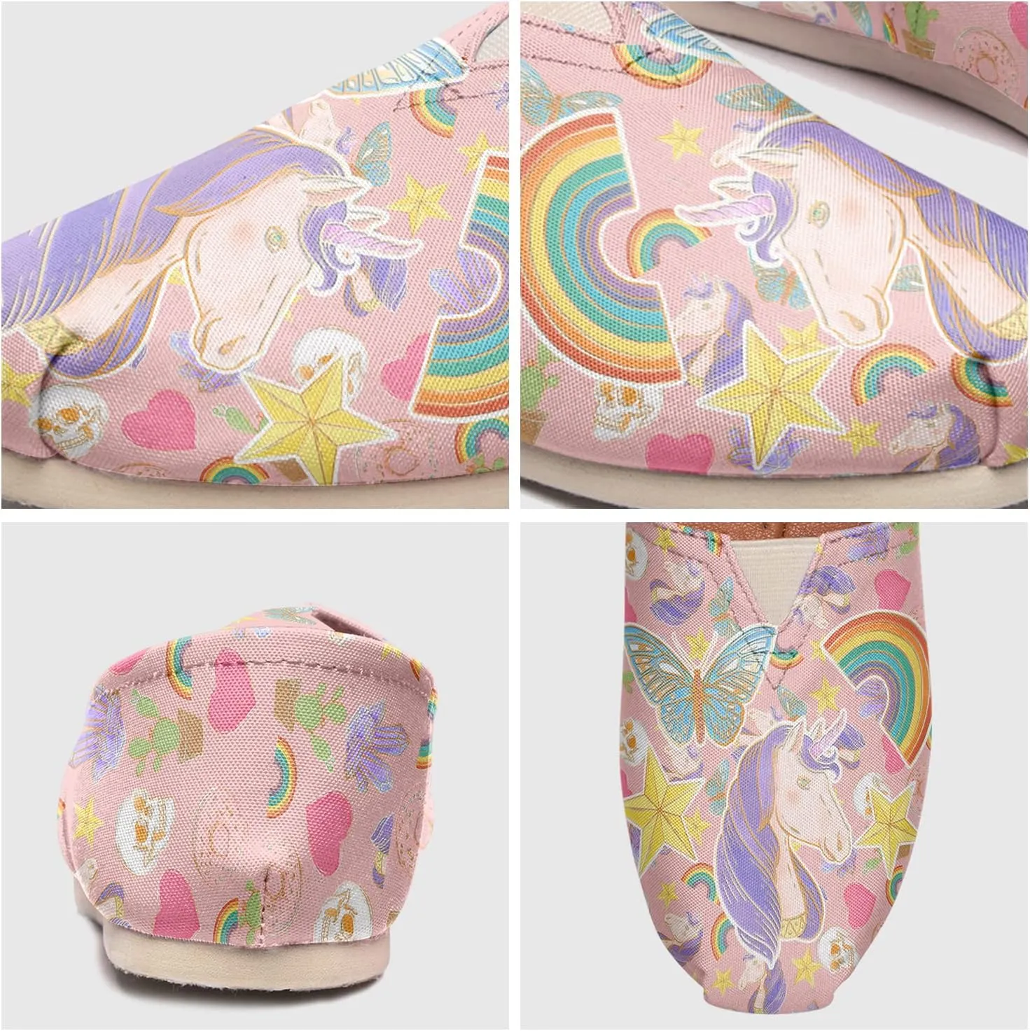 Women's Canvas Shoes Slip-on Ballet Flats Lightweight Loafers Pink Classic Casual Sneakers Comfort Walking Shoes for Lady