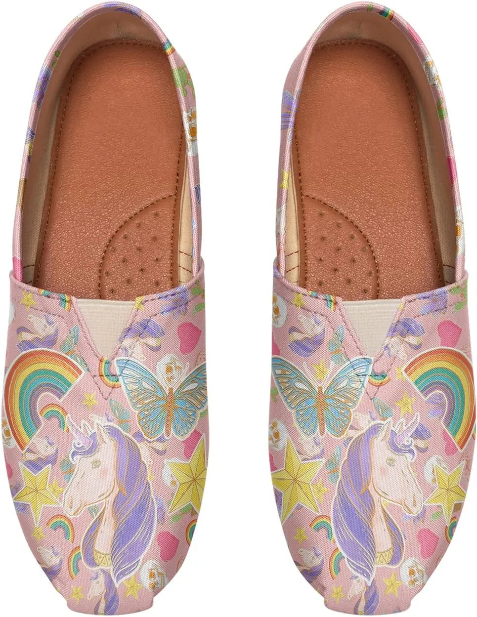 Women's Canvas Shoes Slip-on Ballet Flats Lightweight Loafers Pink Classic Casual Sneakers Comfort Walking Shoes for Lady