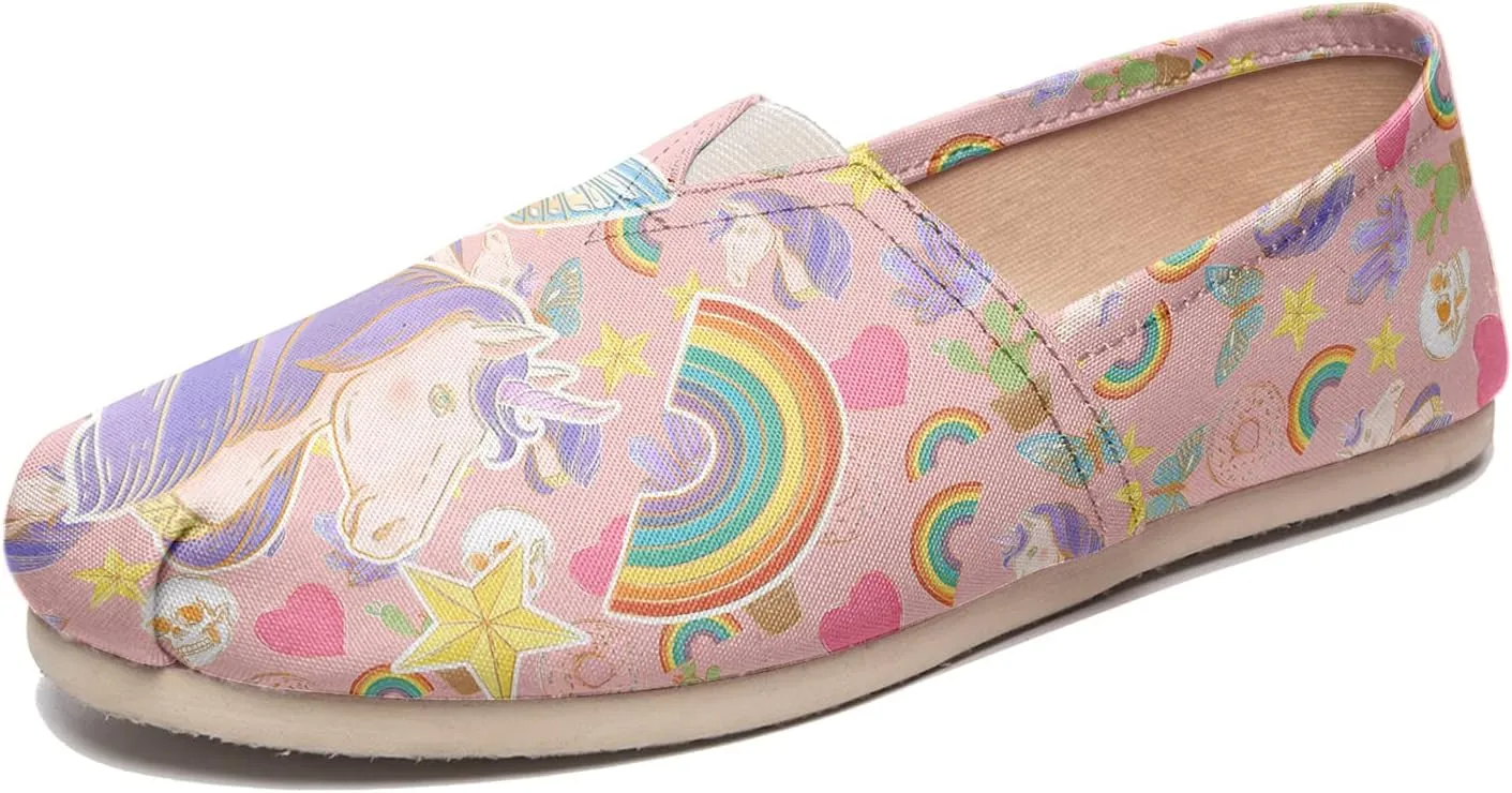 Women's Canvas Shoes Slip-on Ballet Flats Lightweight Loafers Pink Classic Casual Sneakers Comfort Walking Shoes for Lady