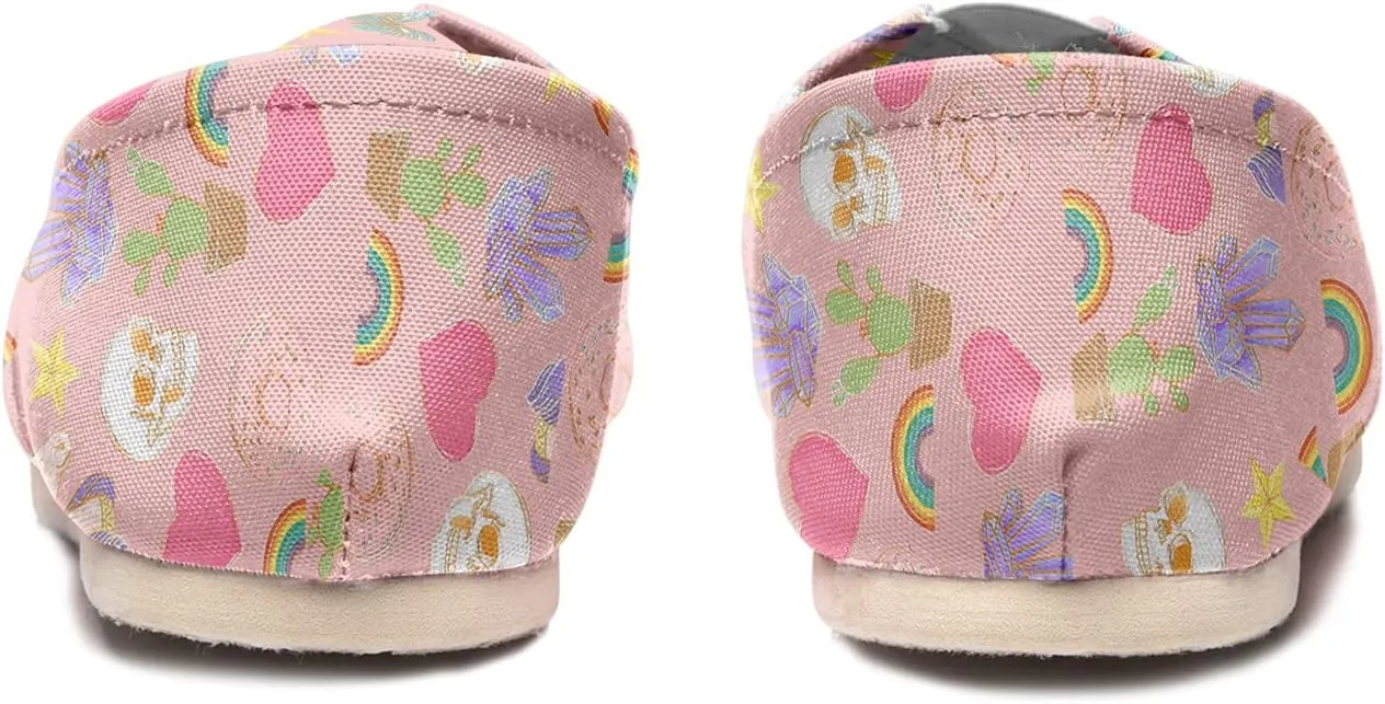 Women's Canvas Shoes Slip-on Ballet Flats Lightweight Loafers Pink Classic Casual Sneakers Comfort Walking Shoes for Lady