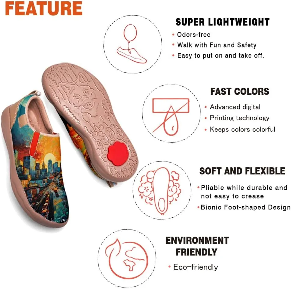 Women's Casual Loafers Lightweight Cozy Slip On Sneakers Art Painted Walking Travel Shoes