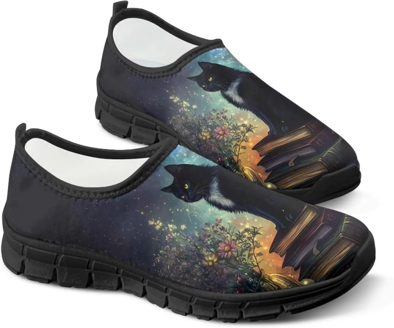 Women’s Casual Shoes Canvas Shoes Low Top Fashion Sneakers Slip on Walking Shoe（Black Sole）