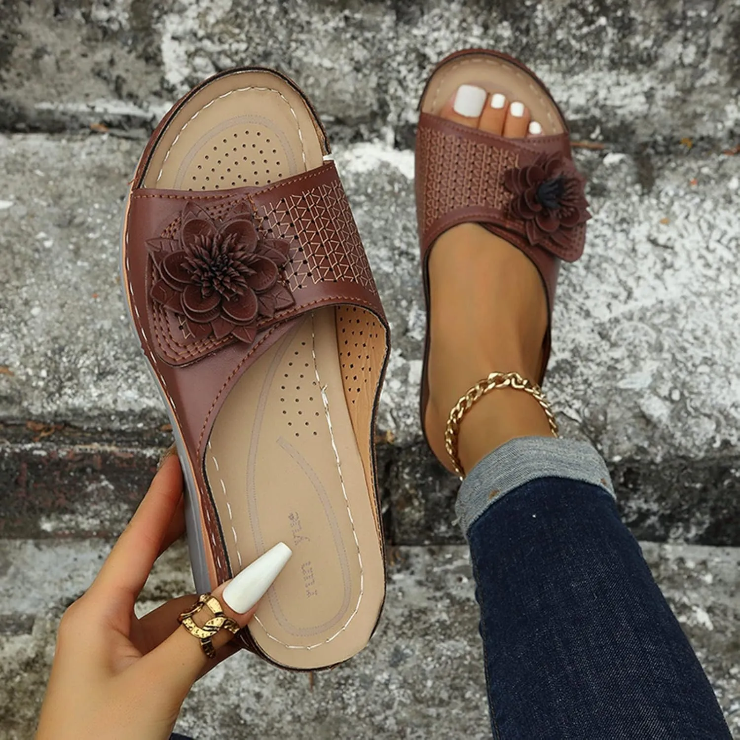 Womens Flip Flops with Arch Support Womens Flip Flops Size 8 Orthopedic Women Closed Toe Shoes Brown Leather Sandals Women Comfortable Brown Sandals Women Comfortable Nude Sandals Women
