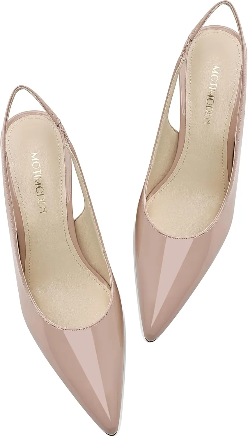 Women's Kitten Heel Slingback Pointed Closed Toe Pumps Dress Shoes for Women Low Stiletto Heels for Women Comfy Dressy Heels