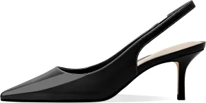 Women's Kitten Heel Slingback Pointed Closed Toe Pumps Dress Shoes for Women Low Stiletto Heels for Women Comfy Dressy Heels