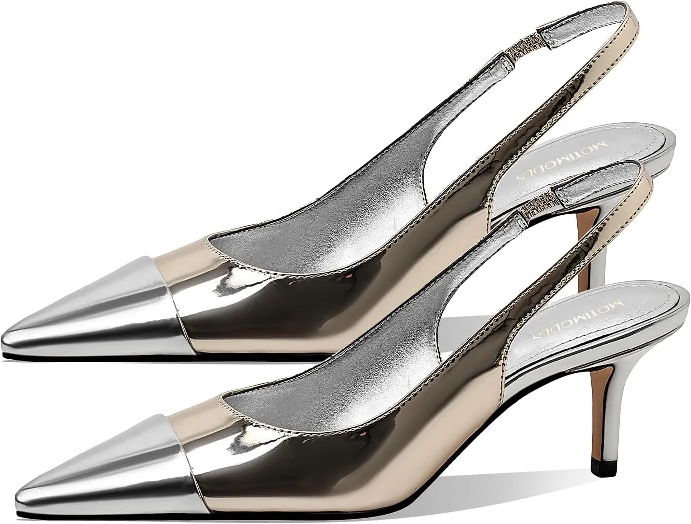 Women's Kitten Heel Slingback Pointed Closed Toe Pumps Dress Shoes for Women Low Stiletto Heels for Women Comfy Dressy Heels