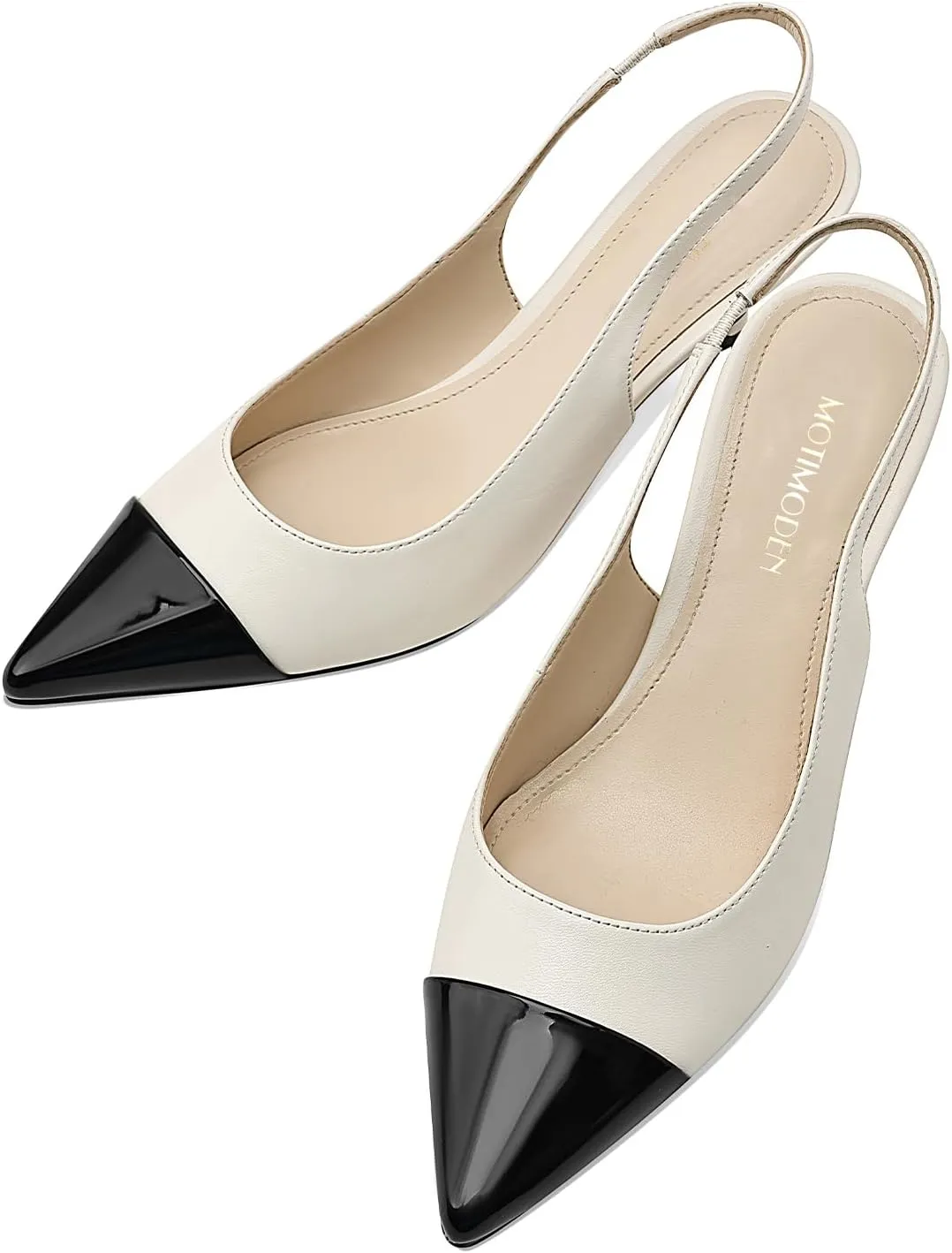 Women's Kitten Heel Slingback Pointed Closed Toe Pumps Dress Shoes for Women Low Stiletto Heels for Women Comfy Dressy Heels