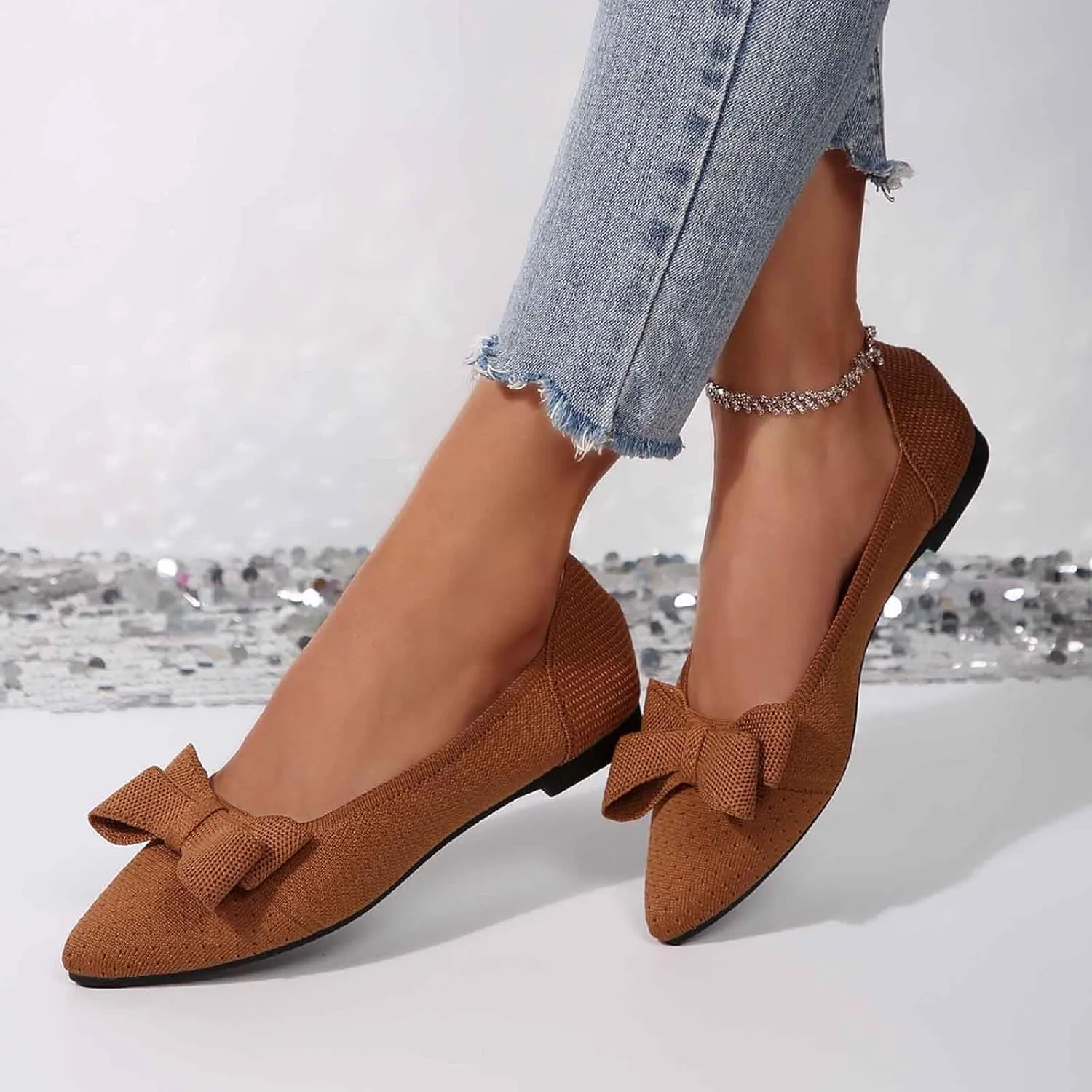 Women's Loafers Comfortable Slip-on Bowknot Walking Dressy Shoes with Arch Support Casual Shoe for Kids