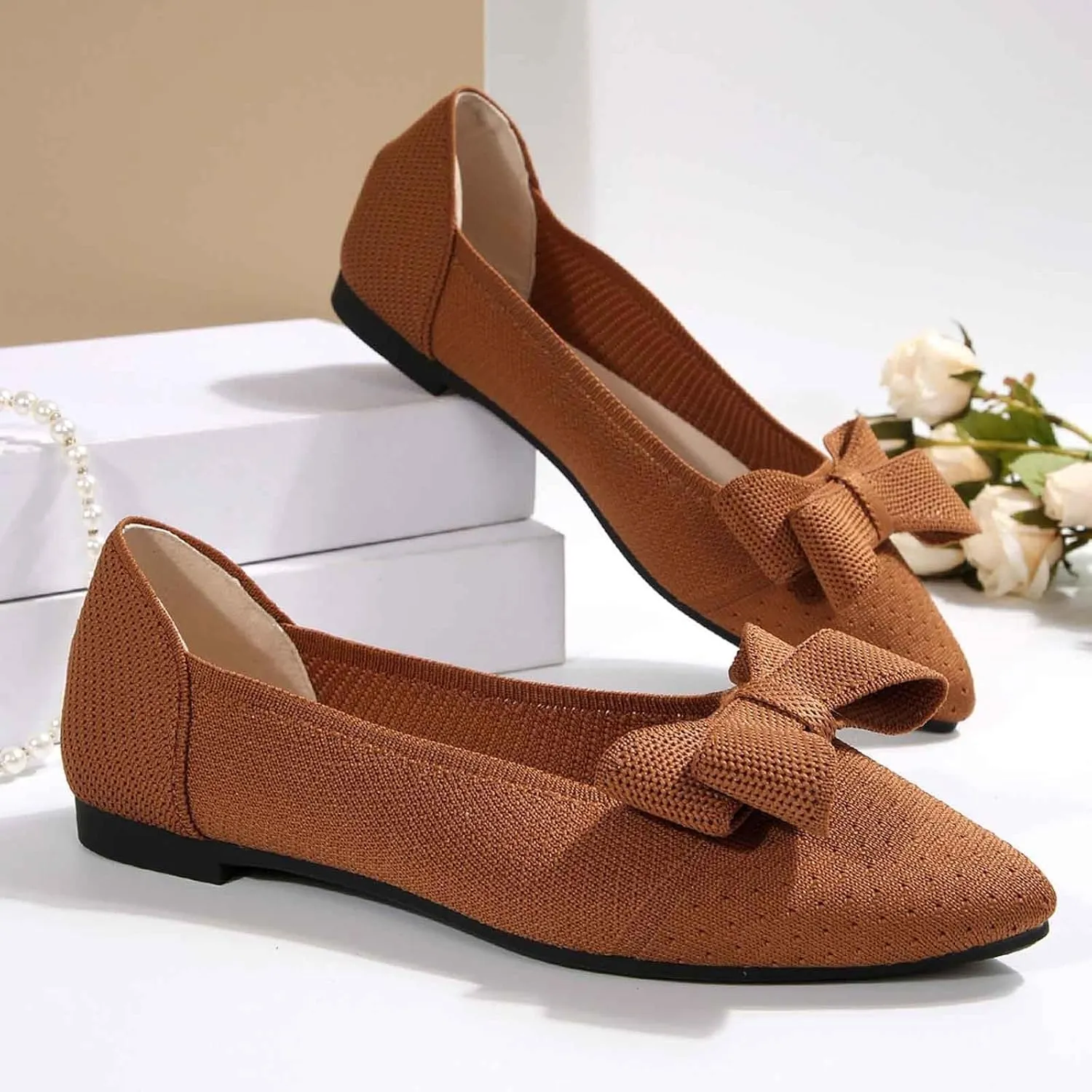 Women's Loafers Comfortable Slip-on Bowknot Walking Dressy Shoes with Arch Support Casual Shoe for Kids