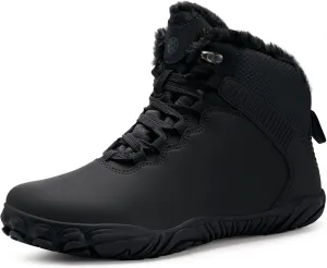 Womens Mens Barefoot Boots Shoes | Waterproof Winter Snow Boots | Warm Ankle Booties with Arch Support | Wide Width Work Hiking Boots | Zero Drop Sole |