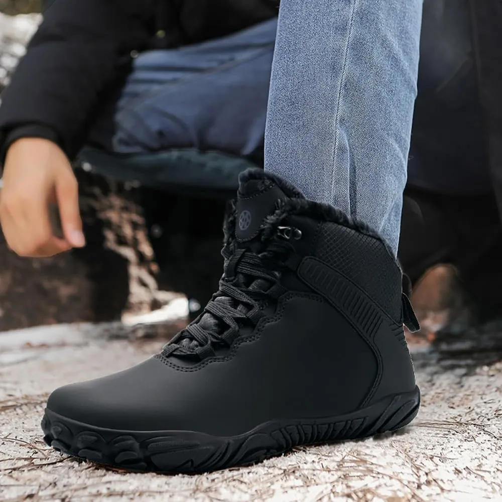 Womens Mens Barefoot Boots Shoes | Waterproof Winter Snow Boots | Warm Ankle Booties with Arch Support | Wide Width Work Hiking Boots | Zero Drop Sole |