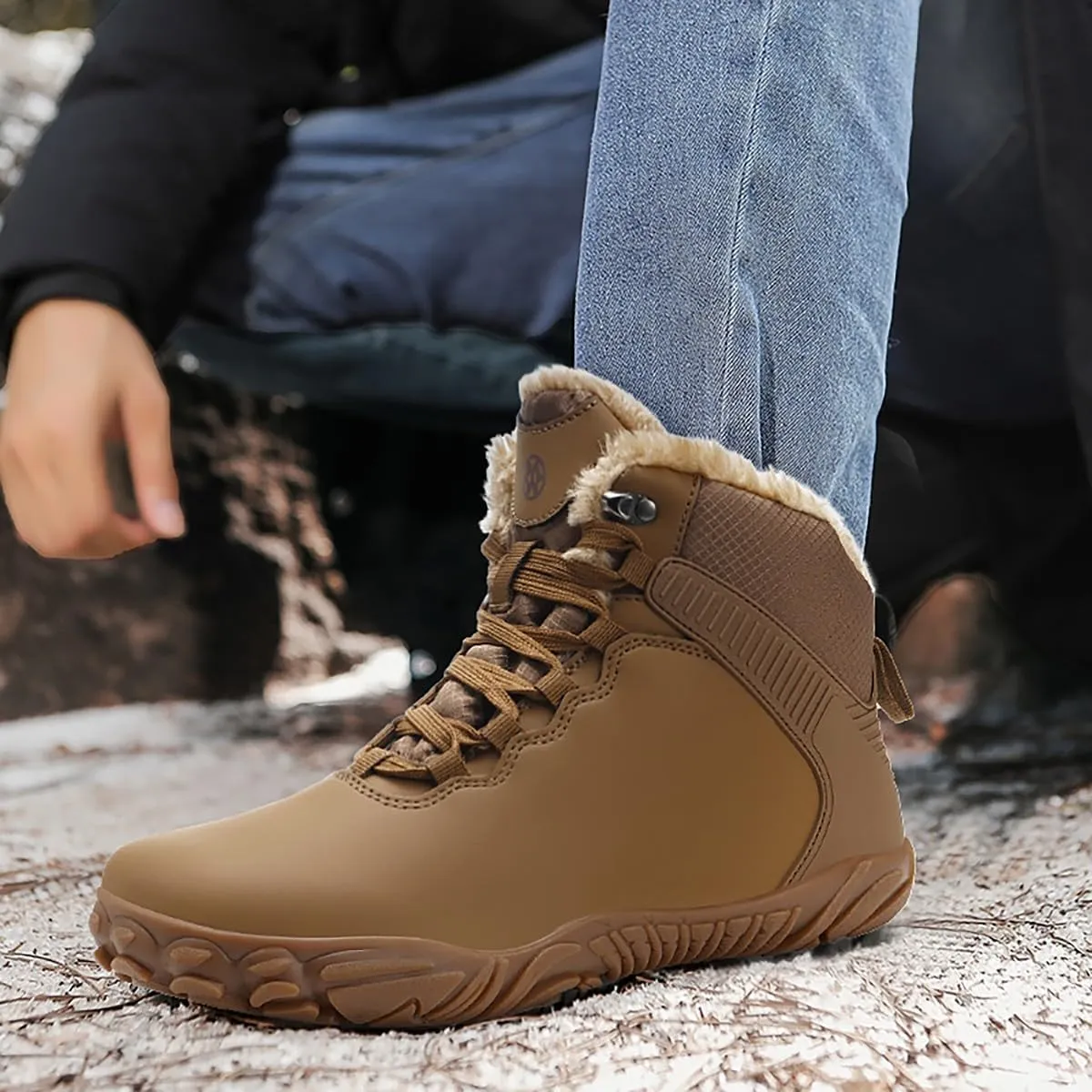 Womens Mens Barefoot Boots Shoes | Waterproof Winter Snow Boots | Warm Ankle Booties with Arch Support | Wide Width Work Hiking Boots | Zero Drop Sole |