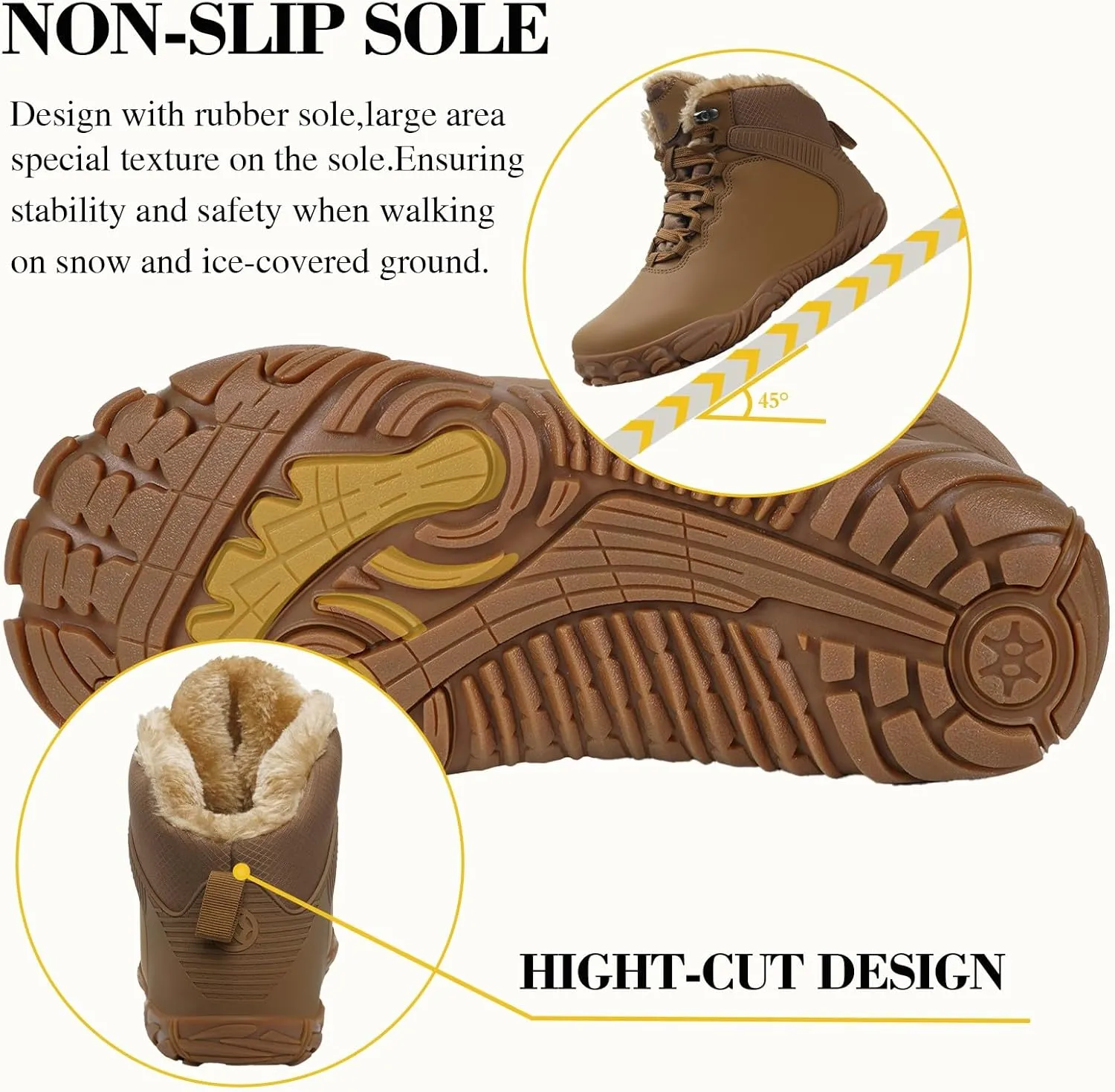 Womens Mens Barefoot Boots Shoes | Waterproof Winter Snow Boots | Warm Ankle Booties with Arch Support | Wide Width Work Hiking Boots | Zero Drop Sole |