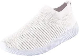 Womens Non Slip Work Shoes Slip On Water Resistant Walking Shoes Women Mesh Breathable Ladies Shoes Casual Women Shoes Sneakers White Tennis Shoe White Loafers