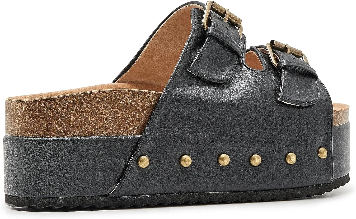 Women's Platform Cork Slides Dual Buckled Straps Clogs Slip On Flatform Sandals for Women Clogs