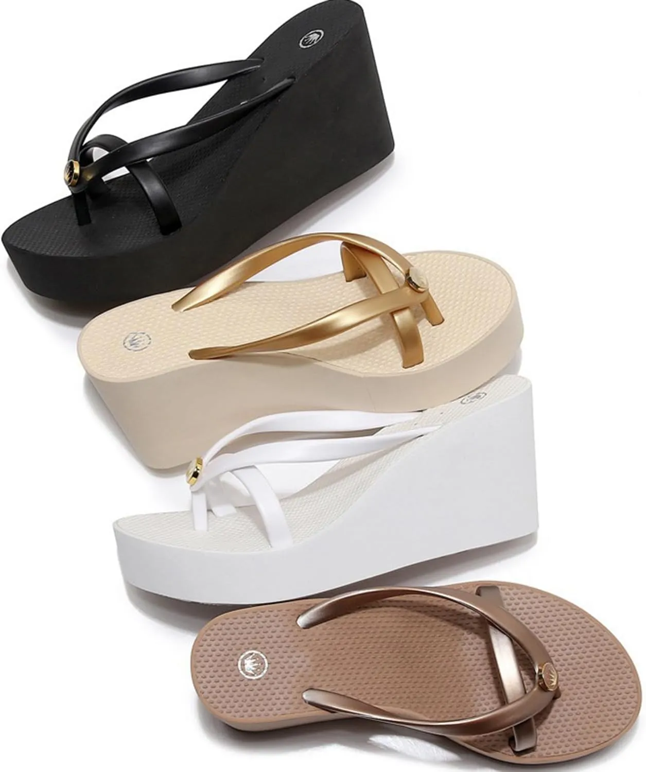 Women’s Platform Flip Flops Thong, Non-slip High Wedge Sandals, Summer Casual Beach Slides