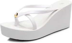 Women’s Platform Flip Flops Thong, Non-slip High Wedge Sandals, Summer Casual Beach Slides