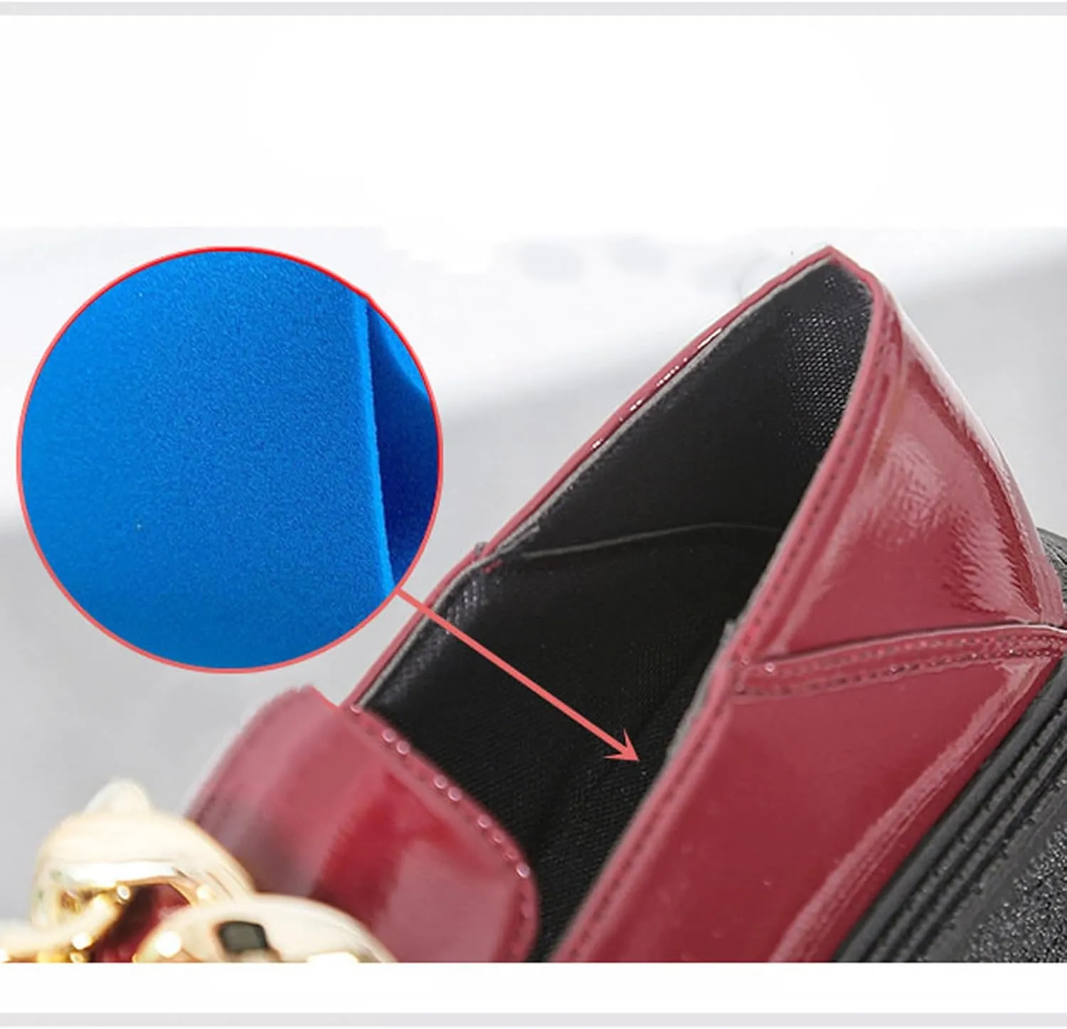 Women's Platform Patent Leather Chunky Heel Loafers Lug Sole Slip On Chain Uniform Dress Shoes Casual Business Office Work Shoes