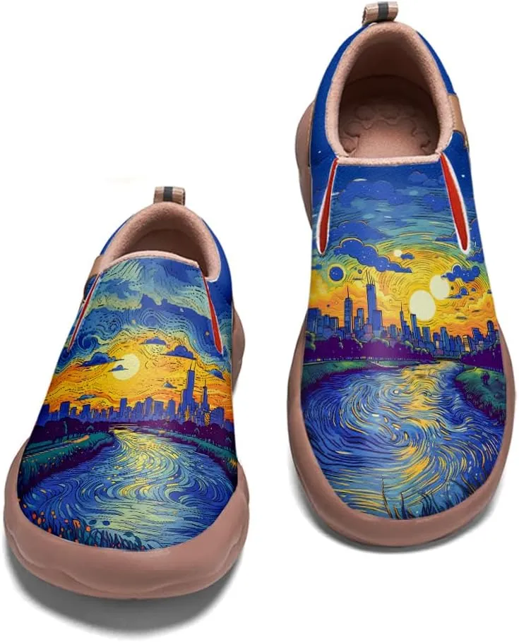 Women's Slip On Casual Loafers Lightweight Comfort Shoes Art Painted Travel Walking Sneakers